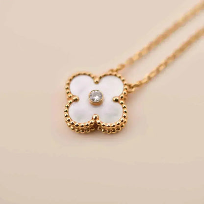 [⭐Veyra]CLOVER 15MM DIAMOND WHITE FRITILLARIA NECKLACE