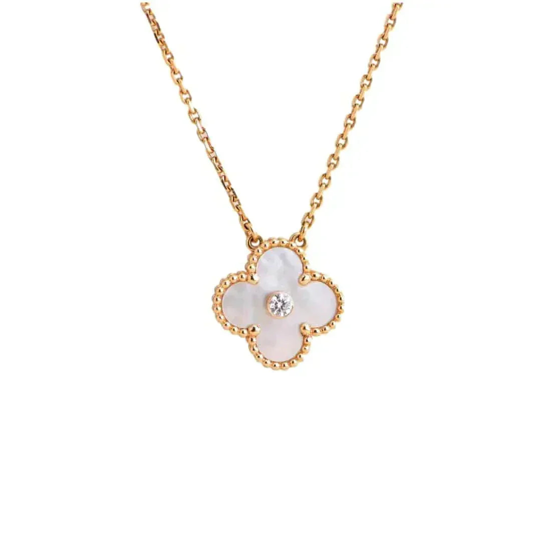 [⭐Veyra]CLOVER 15MM DIAMOND WHITE FRITILLARIA NECKLACE