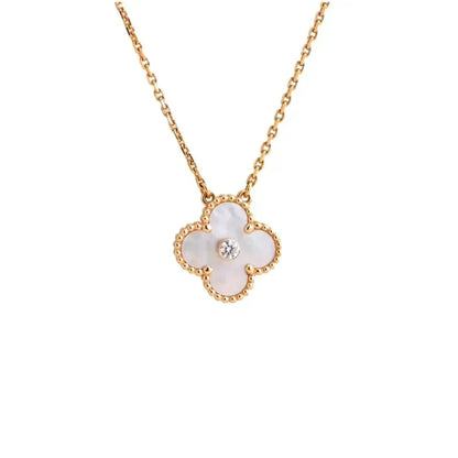 [⭐Veyra]CLOVER 15MM DIAMOND WHITE FRITILLARIA NECKLACE
