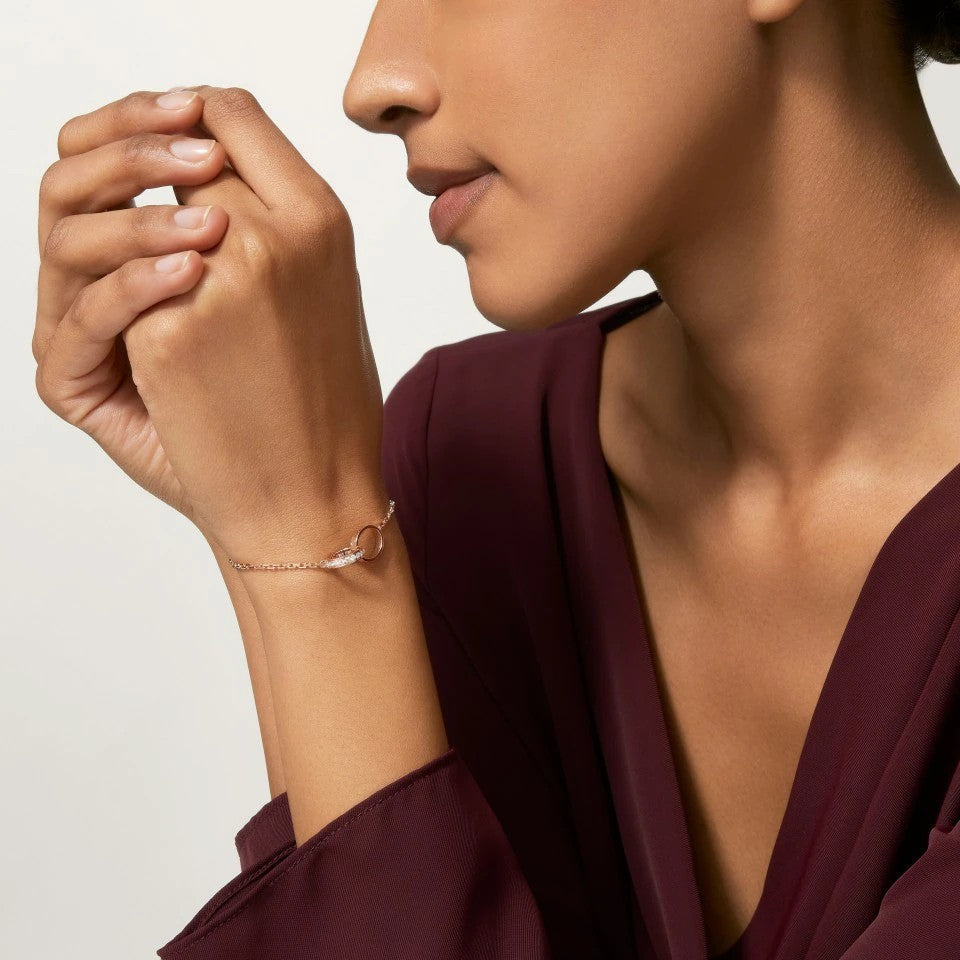 [⭐Veyra]LOVE DOUBLE RING HALF DIAMOND BRACELET