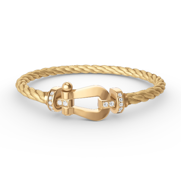 [⭐Veyra]FORCE LARGE HORSESHOE HALF DIAMOND BRACELET GOLD