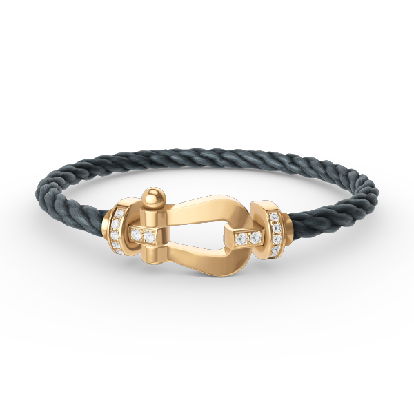 [⭐Veyra]FORCE LARGE HORSESHOE HALF DIAMOND BRACELET GOLD