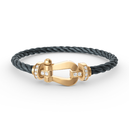 [⭐Veyra]FORCE LARGE HORSESHOE HALF DIAMOND BRACELET GOLD