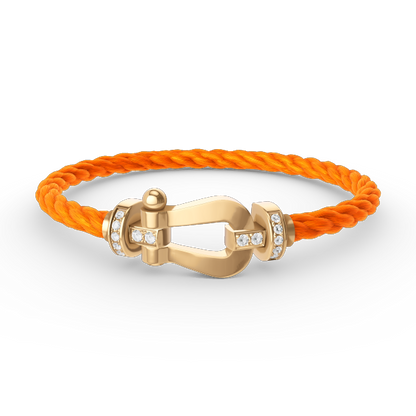 [⭐Veyra]FORCE LARGE HORSESHOE HALF DIAMOND BRACELET GOLD