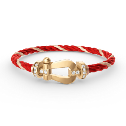 [⭐Veyra]FORCE LARGE HORSESHOE HALF DIAMOND BRACELET GOLD