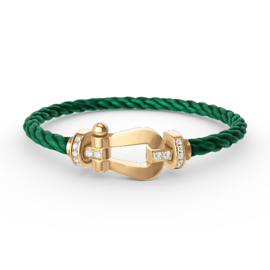 [⭐Veyra]FORCE LARGE HORSESHOE HALF DIAMOND BRACELET GOLD
