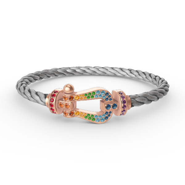 [⭐Veyra]FORCE LARGE HORSESHOE  COLORED DIAMOND BRACELET ROSE GOLD