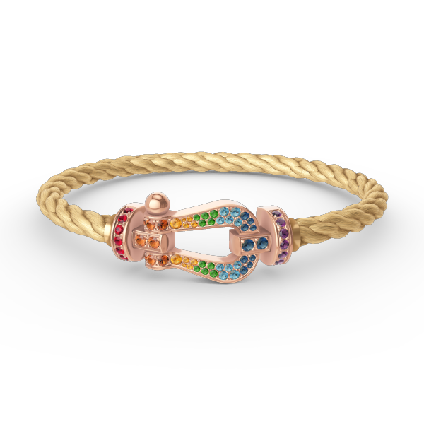 [⭐Veyra]FORCE LARGE HORSESHOE  COLORED DIAMOND BRACELET ROSE GOLD