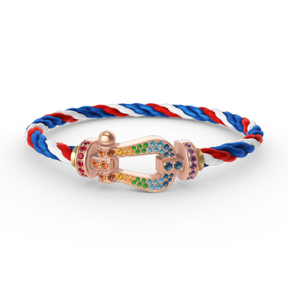 [⭐Veyra]FORCE LARGE HORSESHOE  COLORED DIAMOND BRACELET ROSE GOLD