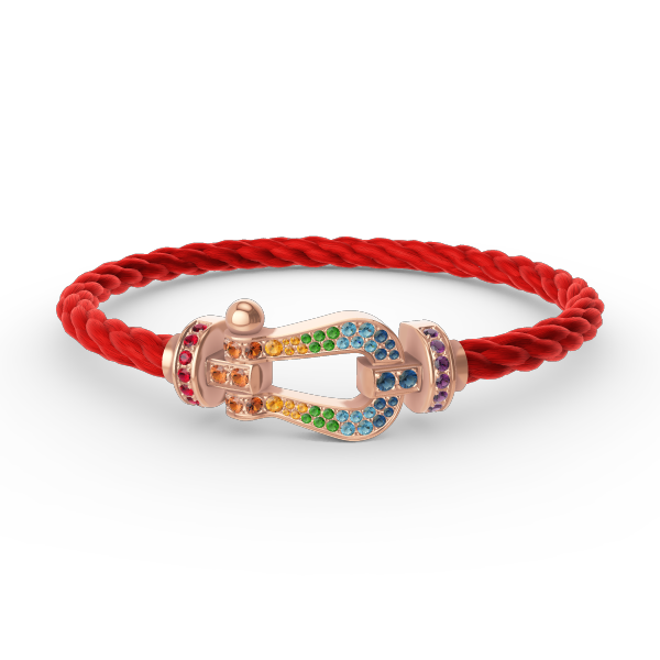 [⭐Veyra]FORCE LARGE HORSESHOE  COLORED DIAMOND BRACELET ROSE GOLD