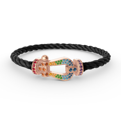 [⭐Veyra]FORCE LARGE HORSESHOE  COLORED DIAMOND BRACELET ROSE GOLD