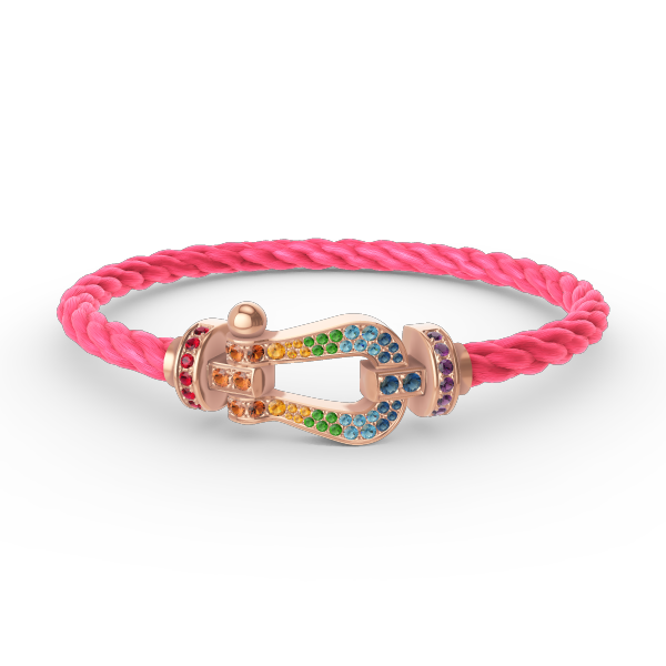 [⭐Veyra]FORCE LARGE HORSESHOE  COLORED DIAMOND BRACELET ROSE GOLD
