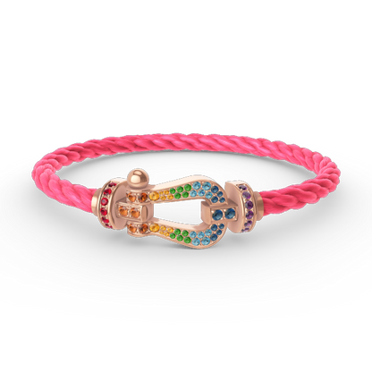 [⭐Veyra]FORCE LARGE HORSESHOE  COLORED DIAMOND BRACELET ROSE GOLD