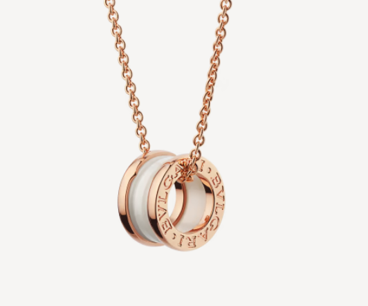[⭐Veyra]ZERO 1 WHITE CERAMIC PINK GOLD NECKLACE