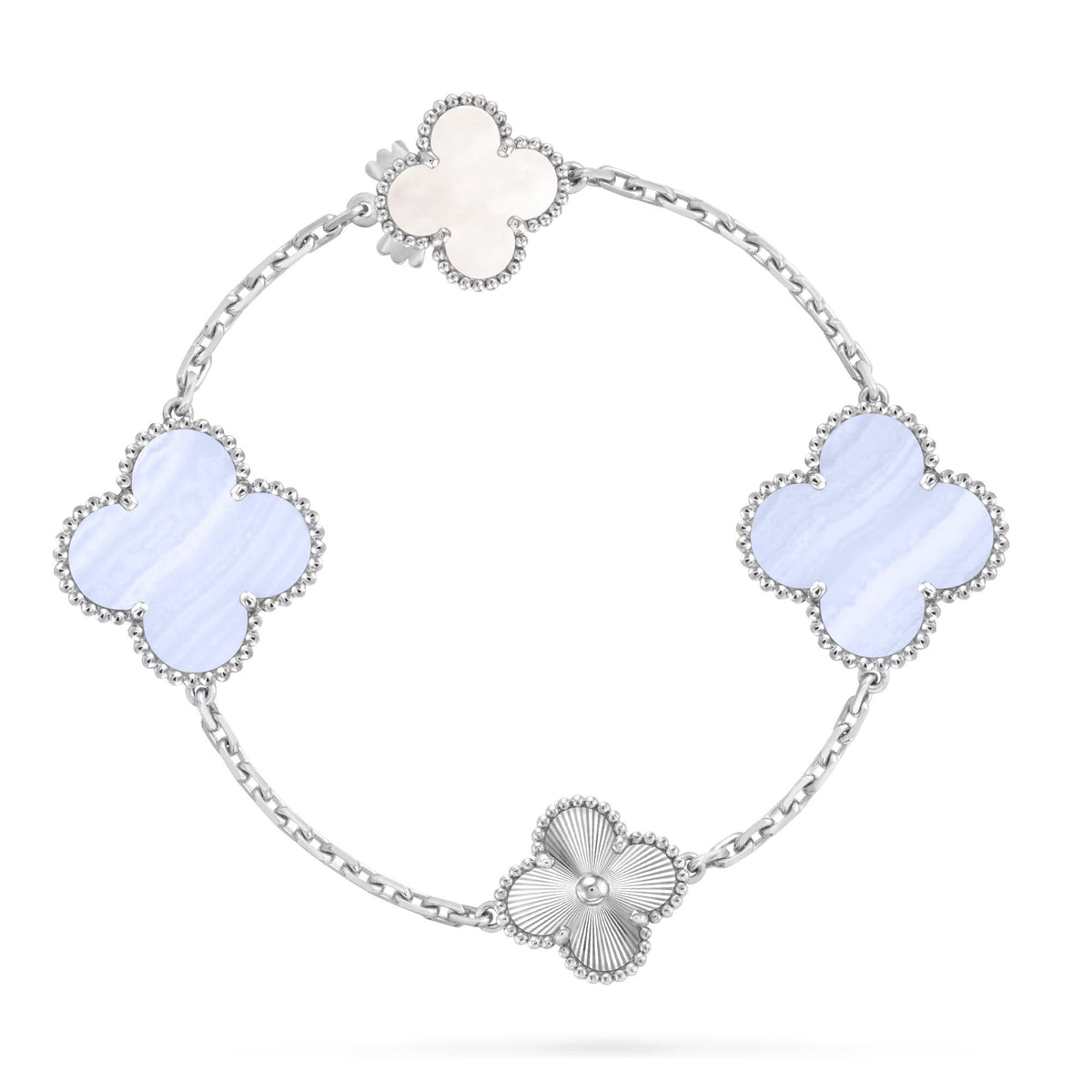 [⭐Veyra]DETACHABLE CLOVER 15(11+4) FLOWER SILVER NECKLACE SET