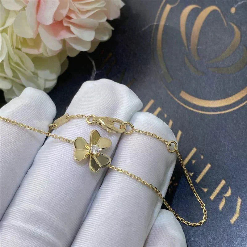 [⭐Veyra]FRIVOLE GOLD FLOWER PINK MALACHITE BRACELET