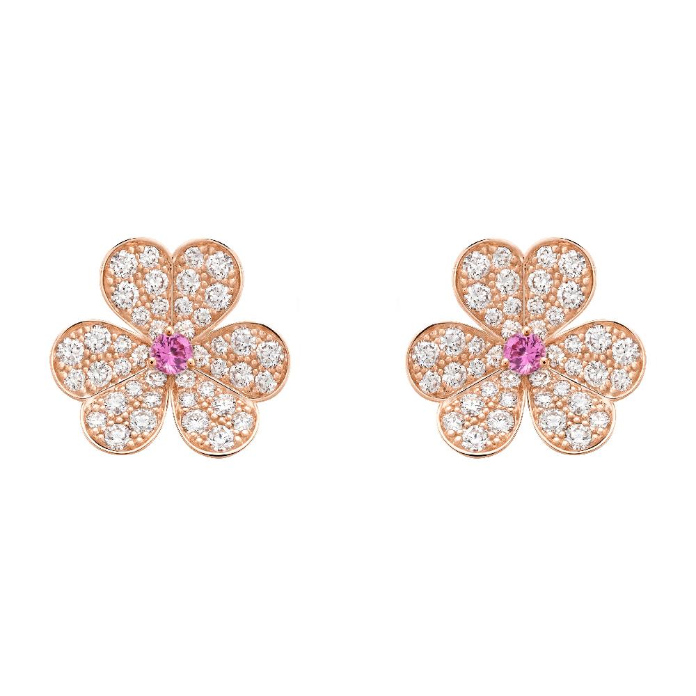 [⭐Veyra]FRIVOLE PINK GOLD FLOWER DIAMOND EARRINGS