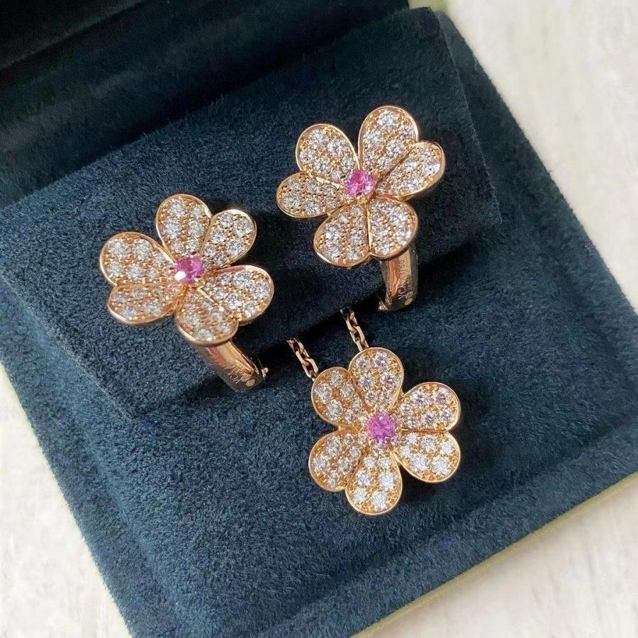 [⭐Veyra]FRIVOLE ROSE GOLD FLOWER DIAMOND NECKLACE