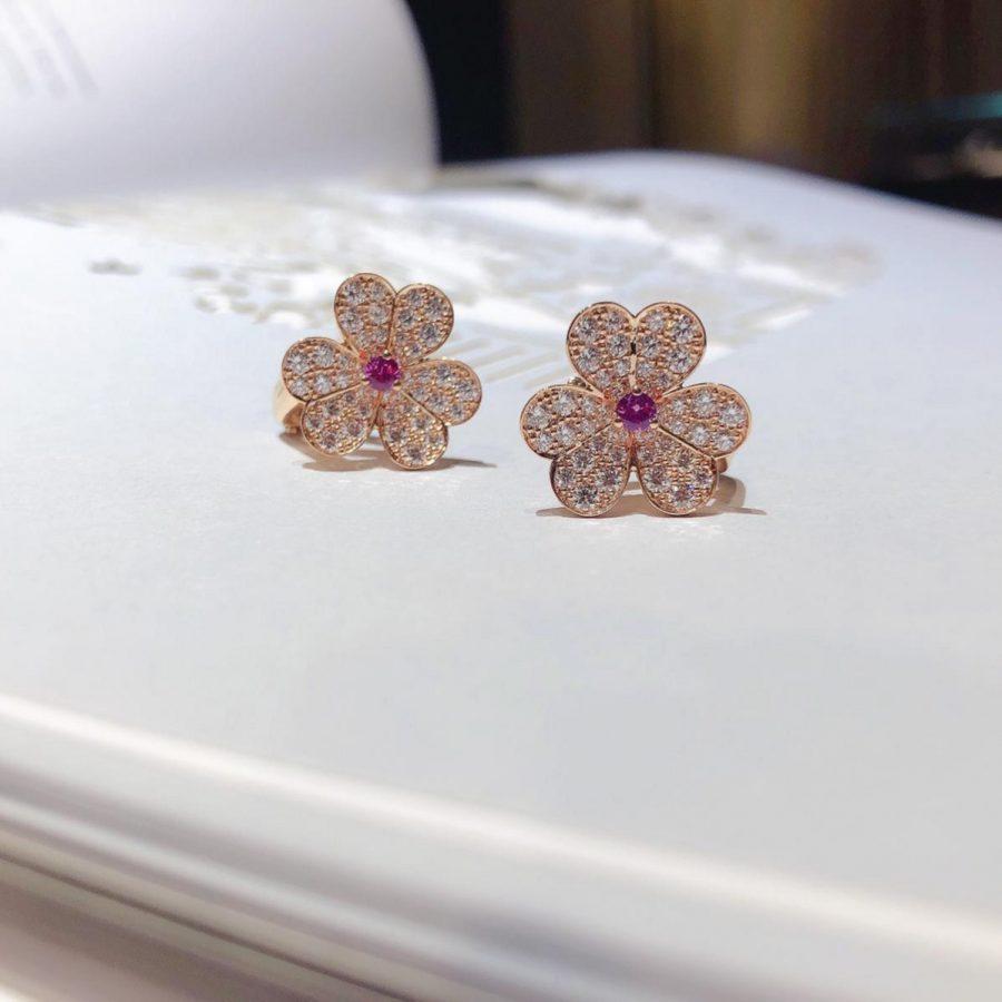 [⭐Veyra]FRIVOLE PINK GOLD FLOWER DIAMOND EARRINGS