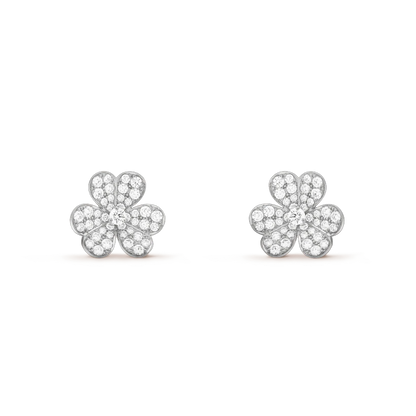 [⭐Veyra]FRIVOLE SILVER FLOWER DIAMOND EARRINGS
