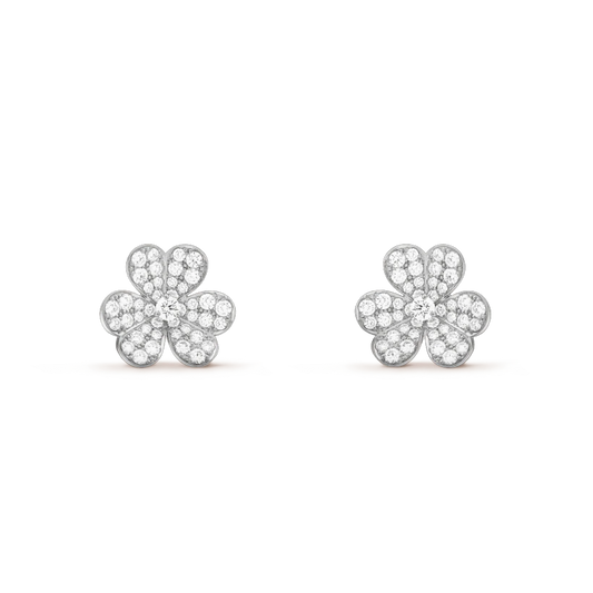 [⭐Veyra]FRIVOLE SILVER FLOWER DIAMOND EARRINGS