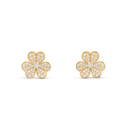 [⭐Veyra]FRIVOLE GOLD FLOWER DIAMOND EARRINGS