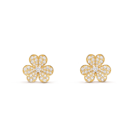 [⭐Veyra]FRIVOLE GOLD FLOWER DIAMOND EARRINGS