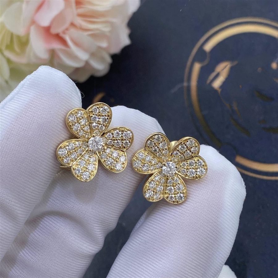 [⭐Veyra]FRIVOLE GOLD FLOWER DIAMOND EARRINGS