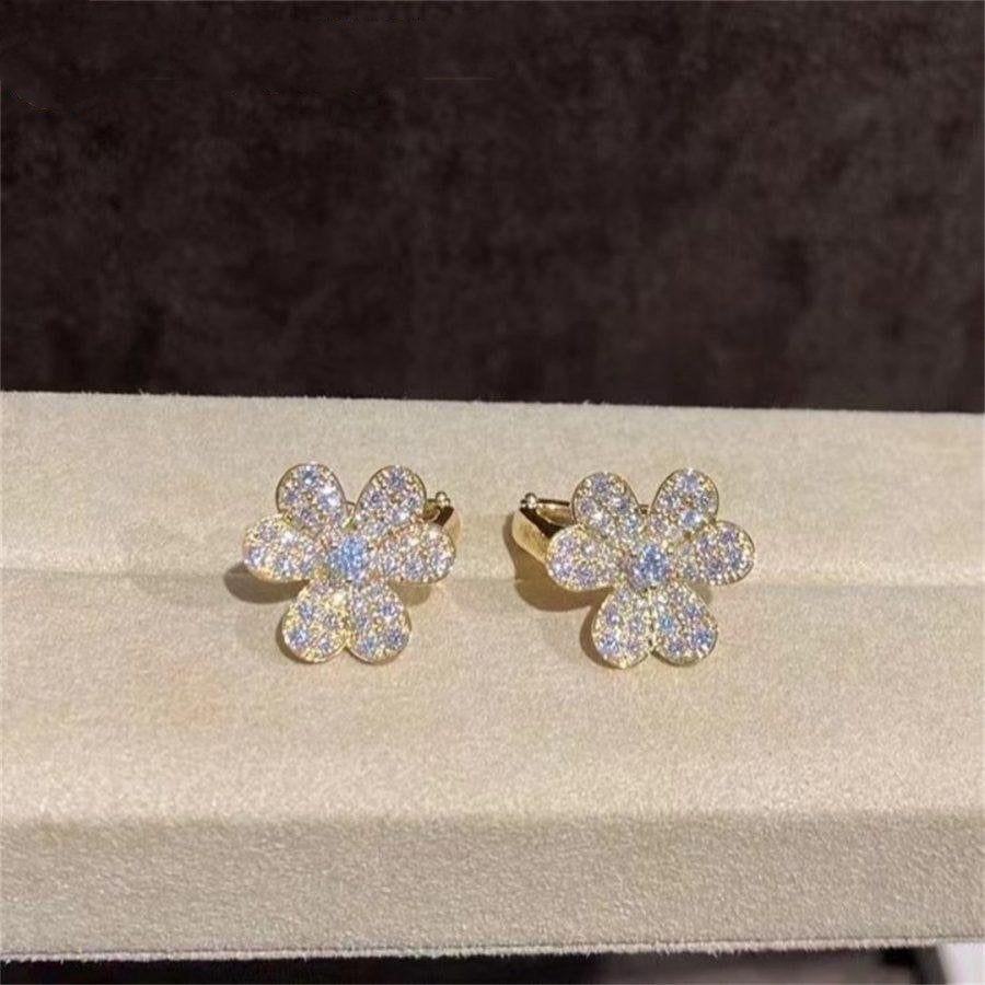 [⭐Veyra]FRIVOLE GOLD FLOWER DIAMOND EARRINGS