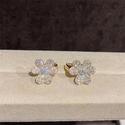 [⭐Veyra]FRIVOLE GOLD FLOWER DIAMOND EARRINGS
