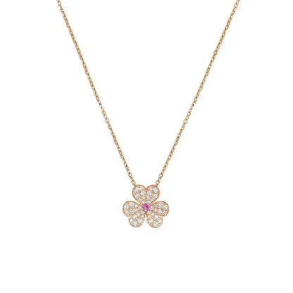 [⭐Veyra]FRIVOLE ROSE GOLD FLOWER DIAMOND NECKLACE