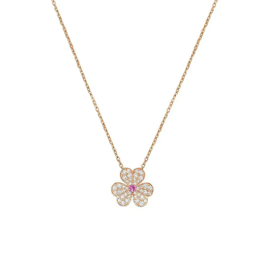 [⭐Veyra]FRIVOLE ROSE GOLD FLOWER DIAMOND NECKLACE