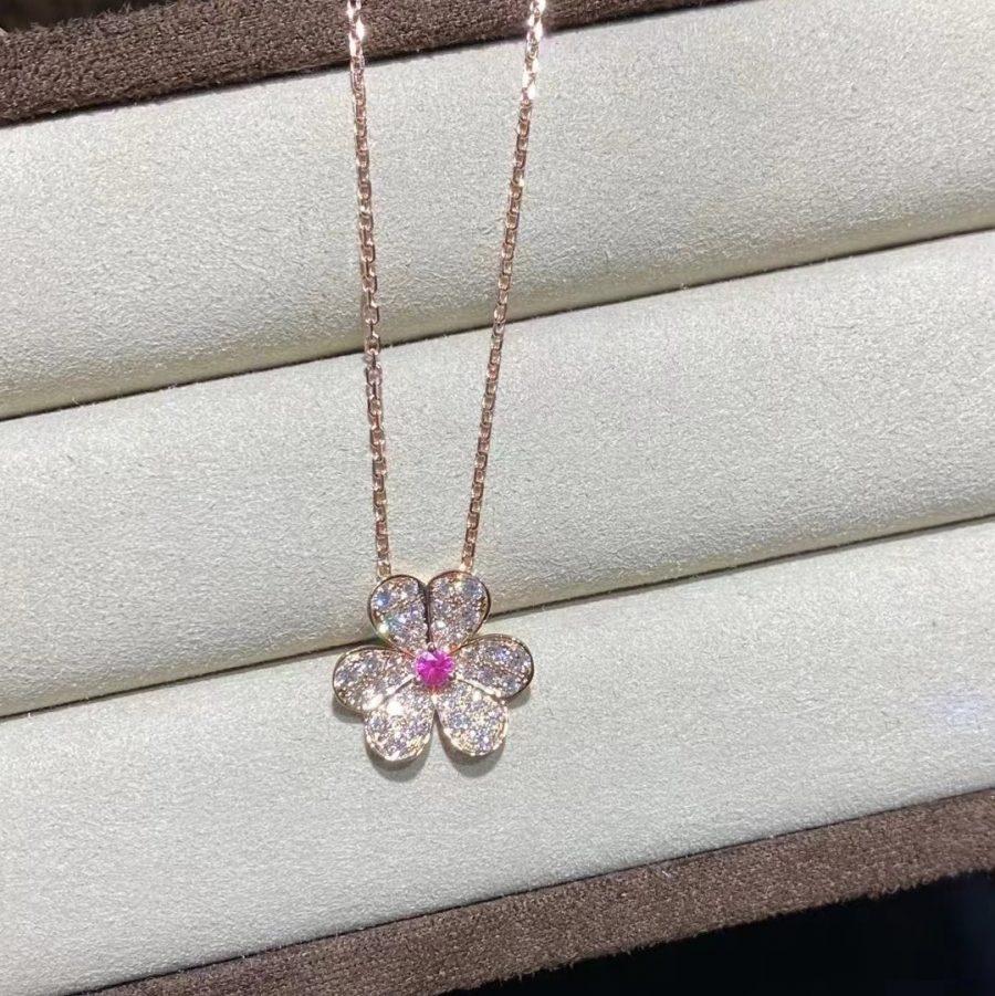 [⭐Veyra]FRIVOLE ROSE GOLD FLOWER DIAMOND NECKLACE