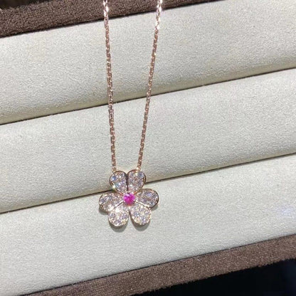 [⭐Veyra]FRIVOLE ROSE GOLD FLOWER DIAMOND NECKLACE