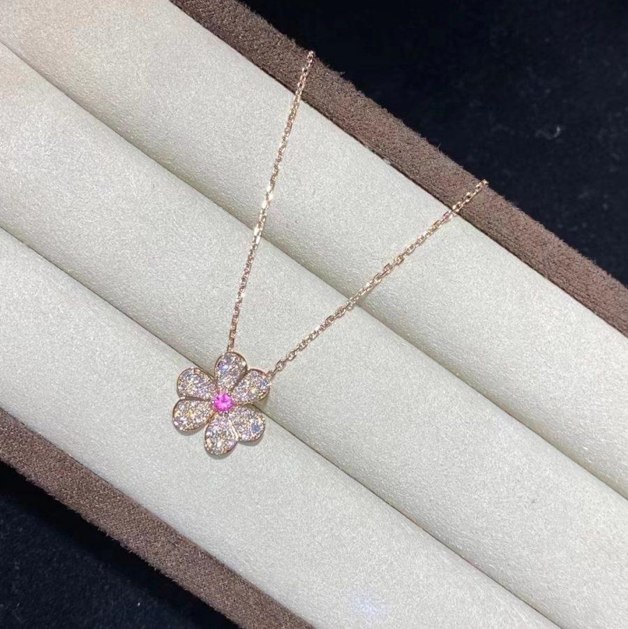 [⭐Veyra]FRIVOLE ROSE GOLD FLOWER DIAMOND NECKLACE