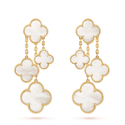 [⭐Veyra]CLOVER EARRINGS WHITE MOP 4 MOTIFS GOLD