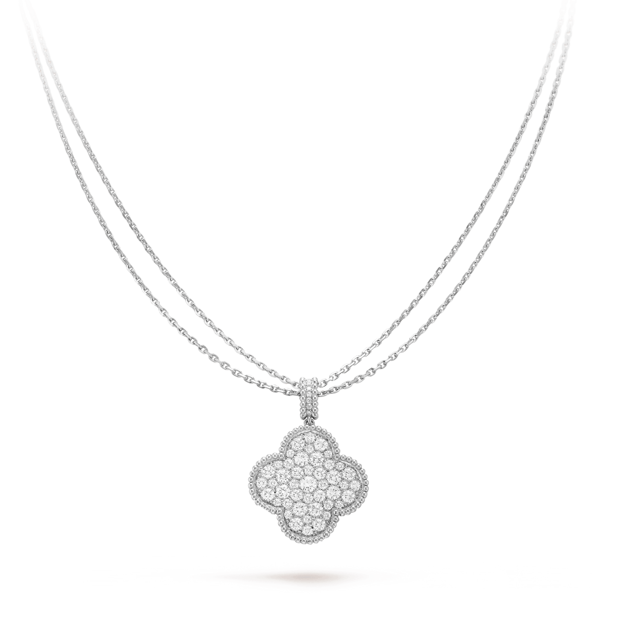 [⭐Veyra]CLOVER 25MM SILVER FULL DIAMOND BIG CLOVER NECKLACE