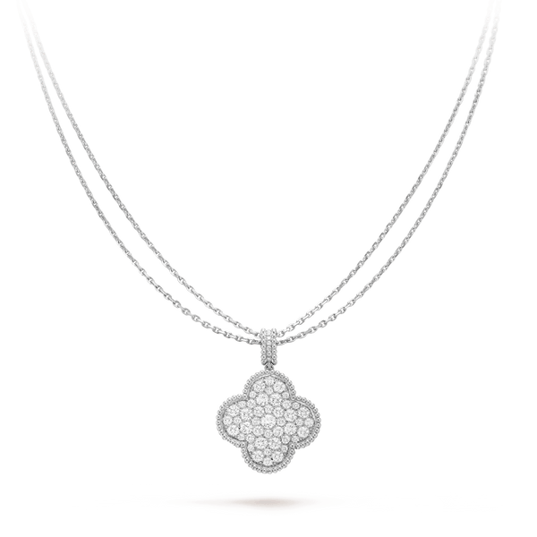[⭐Veyra]CLOVER 25MM SILVER FULL DIAMOND BIG CLOVER NECKLACE
