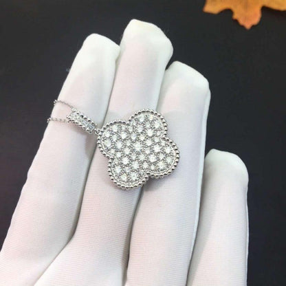 [⭐Veyra]CLOVER 25MM SILVER FULL DIAMOND BIG CLOVER NECKLACE