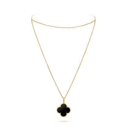 [⭐Veyra]CLOVER 25MM GOLD ONYX BIG CLOVER NECKLACE