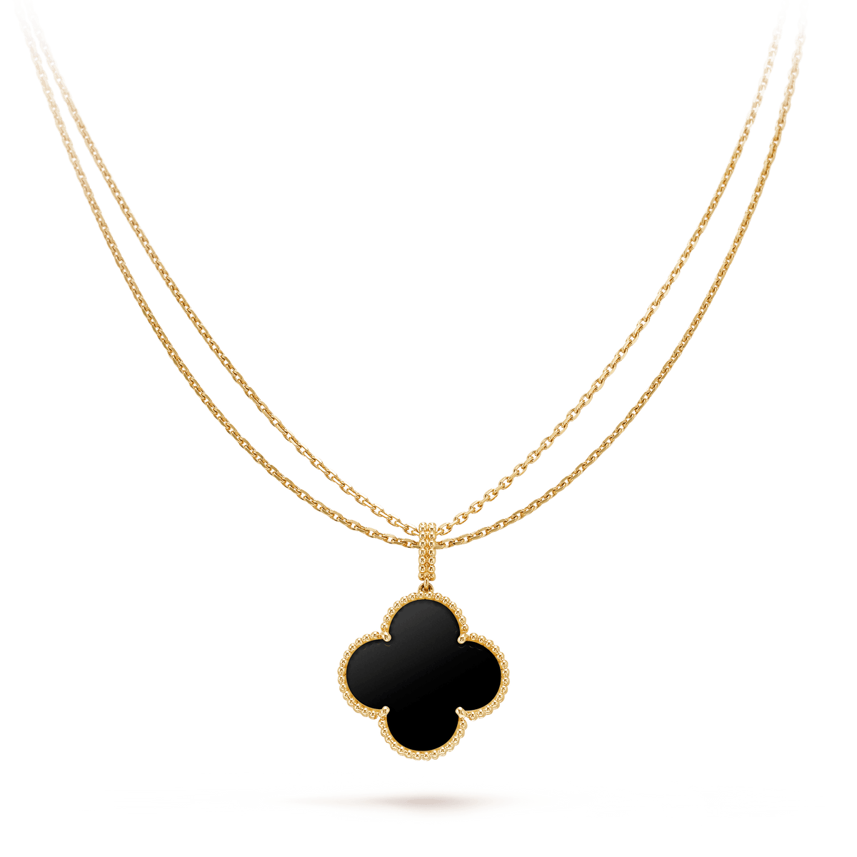 [⭐Veyra]CLOVER 25MM GOLD ONYX BIG CLOVER NECKLACE