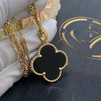 [⭐Veyra]CLOVER 25MM GOLD ONYX BIG CLOVER NECKLACE
