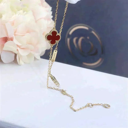 [⭐Veyra]CLOVER  CARNELIAN SINGLE FLOWER BRACELET