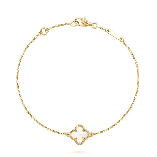 [⭐Veyra]CLOVER WHITE MOP SINGLE FLOWER BRACELET