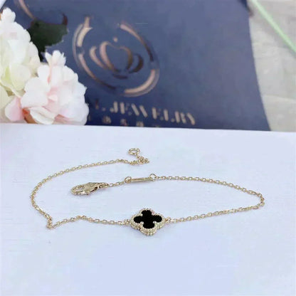 [⭐Veyra]CLOVER ONYX SINGLE FLOWER BRACELET
