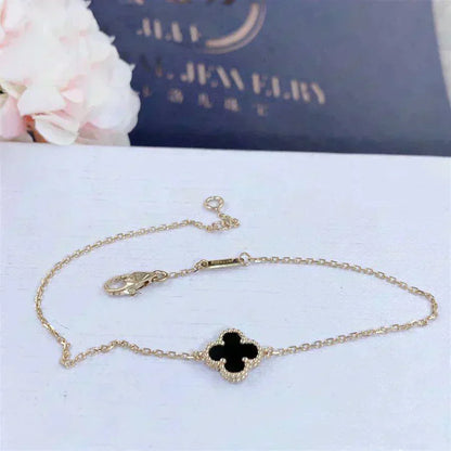 [⭐Veyra]CLOVER ONYX SINGLE FLOWER BRACELET
