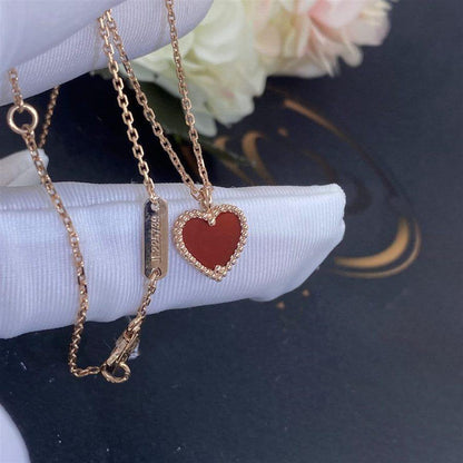 [⭐Veyra]SWEET CLOVER CARNELIAN HEART NECKLACE