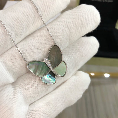 [⭐Veyra]LARGE BUTTERFLY SILVER PENDANT DIAMOND NECKLACE