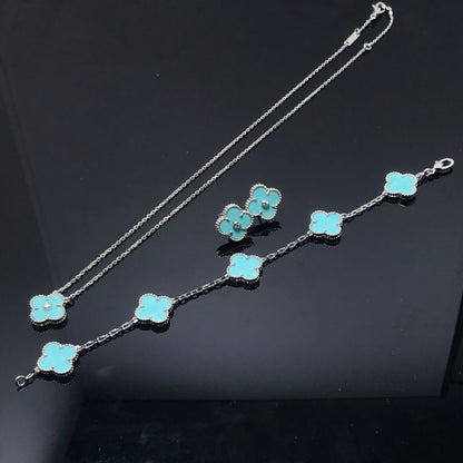 [⭐Veyra]CLOVER 1 DIAMOND BLUE SKY SILVER EARRINGS