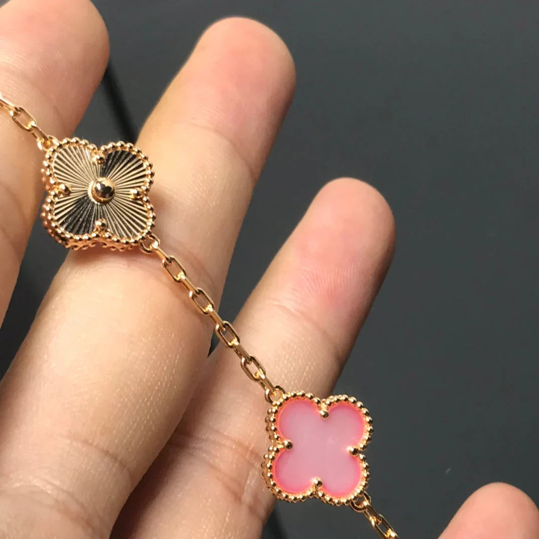 [⭐Veyra] CLOVER 5 MOTIFS  PINK MOP BRACELET COLLECTION
